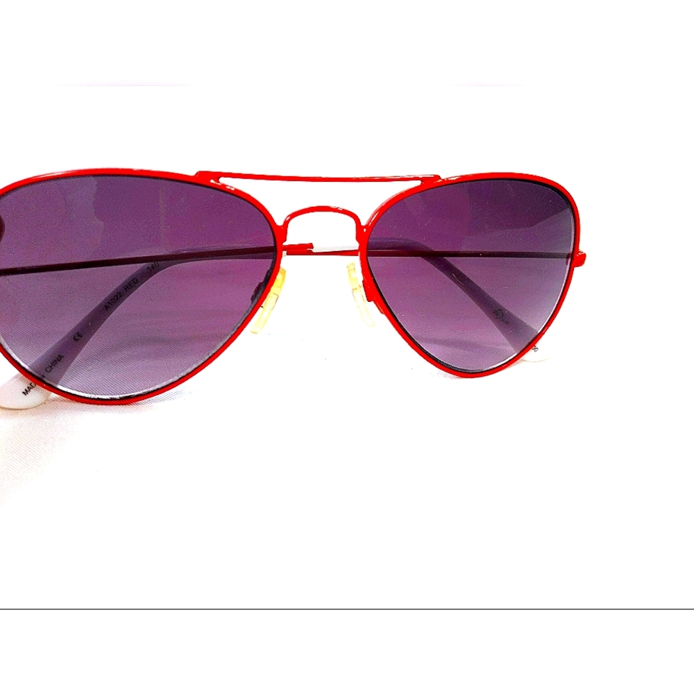 Youth size red aviator style sunglasses